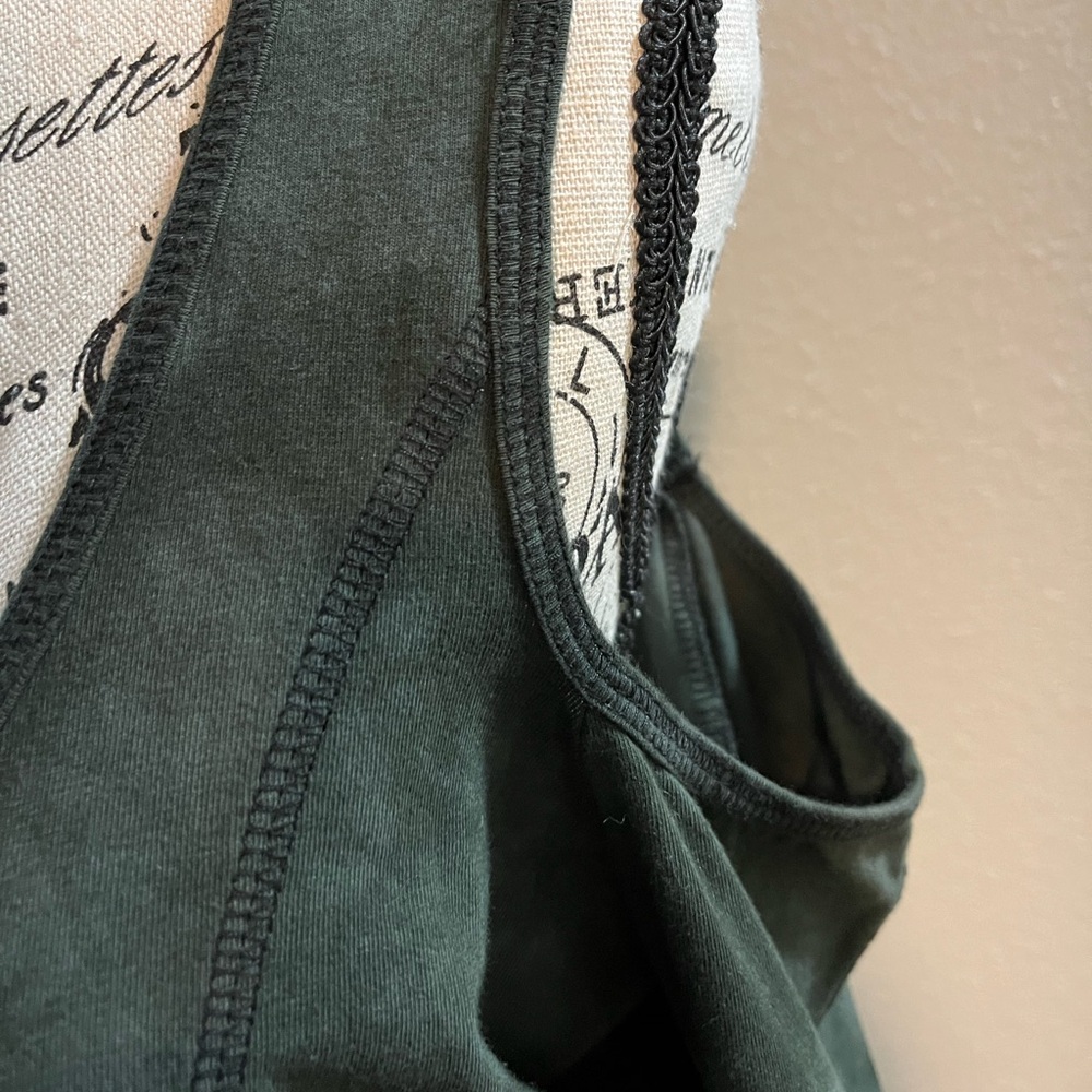 NWOT Thorn & Fable Cold-Shoulder Lace-Up Crop Top in Olive Green - Picture 6 of 6